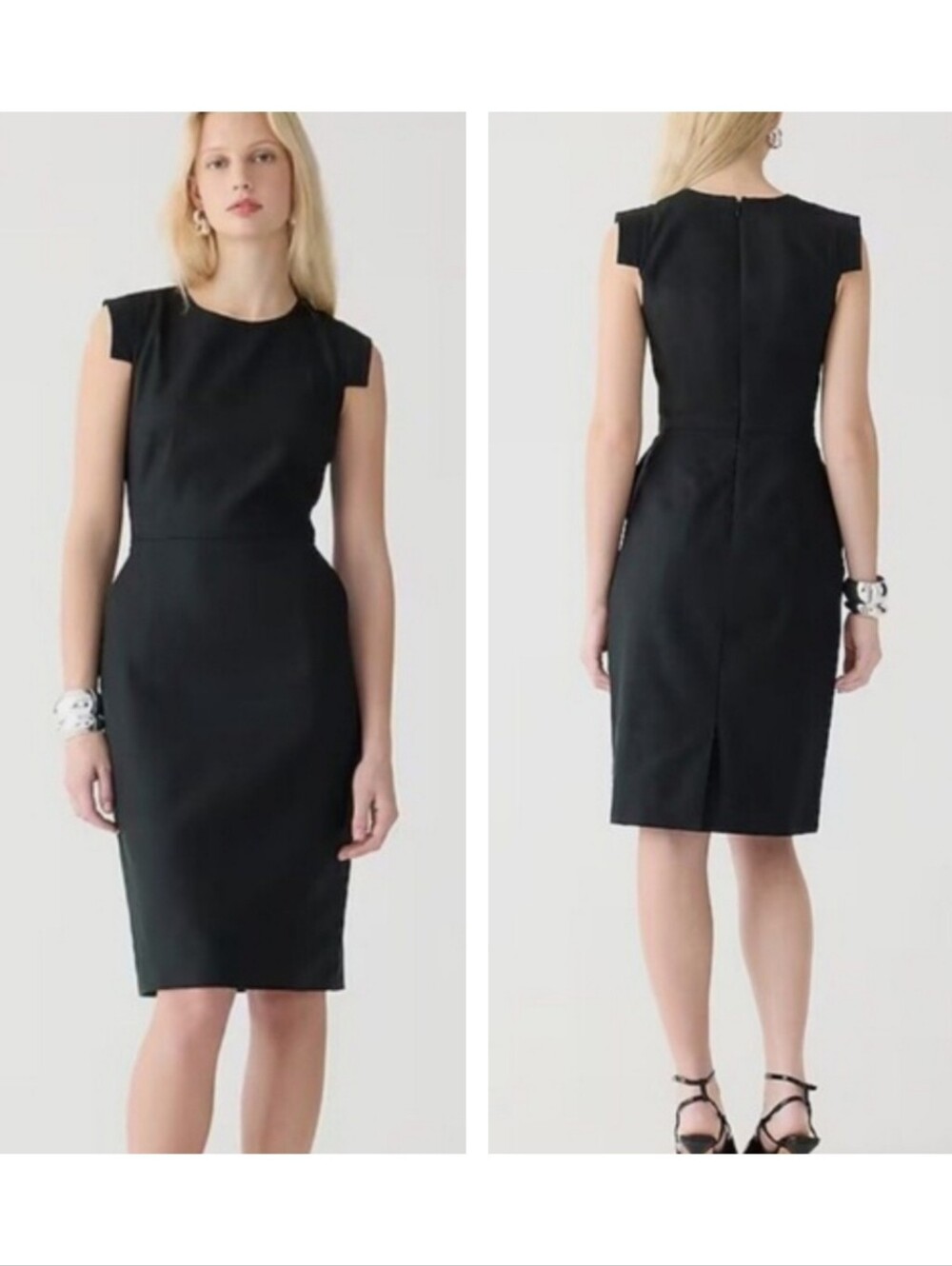 J. Crew Black Cap Sleeve Sheath Dress